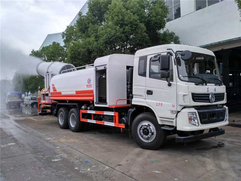 16噸圓罐東風(fēng)隨專多功能抑塵車，60-120米霧炮車